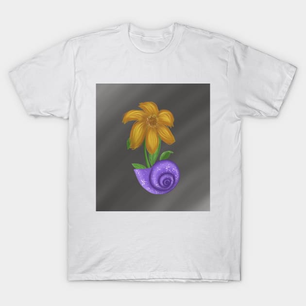 Yellow Flower in the Snail Shell T-Shirt by Introvert Home 